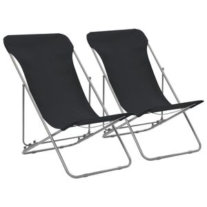 vidaXL Beach Chair Set of 2 Black