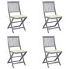 vidaXL Outdoor Chair Set of 4 Grey Wash Solid Acacia wood Standard