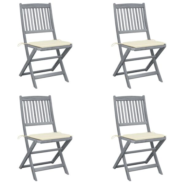 vidaXL Outdoor Chair Set of 4 Grey Wash Solid Acacia wood Standard