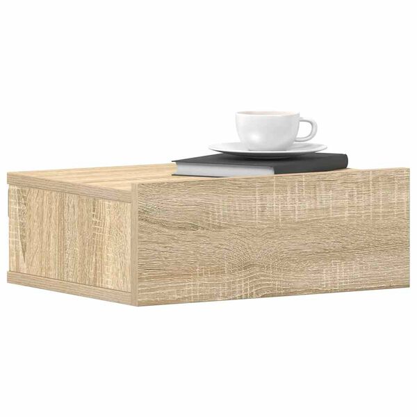 vidaXL Floating Nightstand Sonoma Oak Engineered Wood Compact