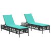 vidaXL Patio Sun Lounger Black PE rattan, powder-coated steel Extra Long