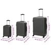 vidaXL Suitcase 3 pcs Dark Grey 19.69 x 12.20 x 30.71 in ABS Plastic