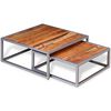 vidaXL Coffee Table Set of 2 Brown Solid acacia wood, steel Medium