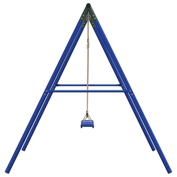 vidaXL Outdoor Swing Set Blue Painted Steel Standard Height-Adjustable