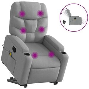 vidaXL Electric Stand Up Massage Recliner Chair Light Gray