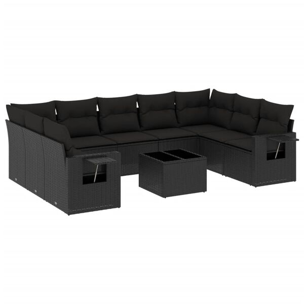 vidaXL Garden Sofa Set Black Poly Rattan Large Modular Garden Sofa Set
