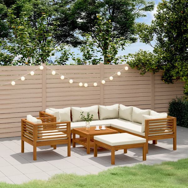 vidaXL Garden Lounge Set Cream and Acacia wood