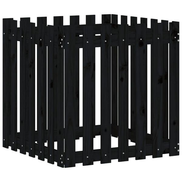vidaXL Garden Planter Black Solid pine wood 27.6 x 27.6 x 27.6 in.