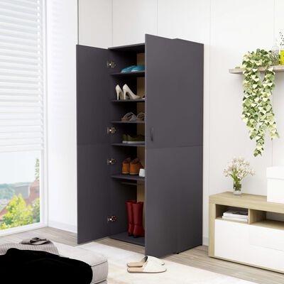 vidaXL Shoe Cabinet Gray 31.5"x15.4"x70.1" Engineered Wood