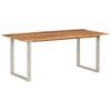 vidaXL Dining Table Natural wood with silver legs