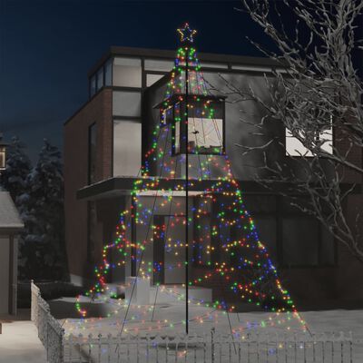 vidaXL Christmas Tree with Metal Post 1400 LEDs Colorful 16.4'