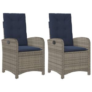 vidaXL Reclining Garden Chair Gray, Navy Blue