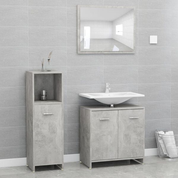 vidaXL Bathroom Furniture Set Concrete Grey Engineered Wood Medium