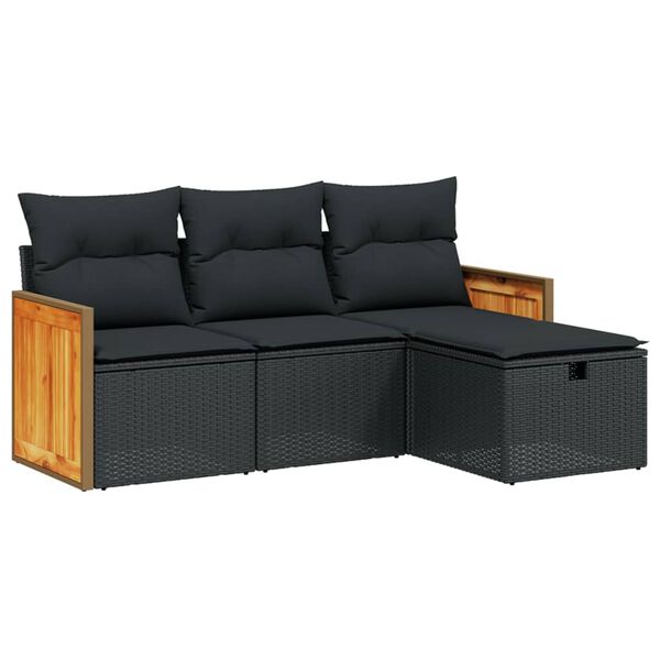 vidaXL Garden Sofa Set Black