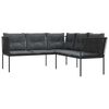 vidaXL Garden Sofa Black Powder-coated steel Large
