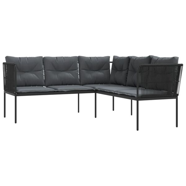 vidaXL Garden Sofa Black Powder-coated steel Large