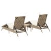 vidaXL Sun Lounger Set of 2 Beige Poly Rattan, Powder-Coated Steel Large