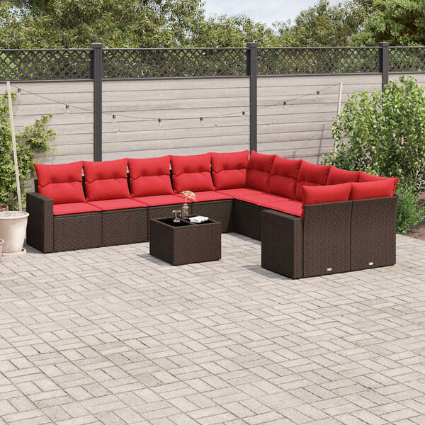 vidaXL 11 Piece Patio Sofa Set with Cushions Brown Poly Rattan (US only)