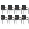 vidaXL 9 Piece Patio Dining Set Black Textilene and Steel
