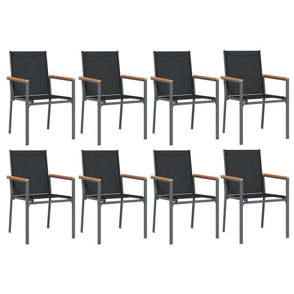 vidaXL 9 Piece Patio Dining Set Black Textilene and Steel