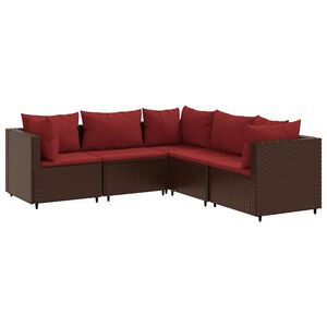 vidaXL Patio Lounge Set Brown PE rattan 5 Piece Modular