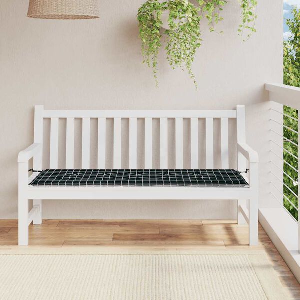 vidaXL Patio Bench Cushion Black Check Pattern 59.1x19.7x1.6" Oxford Fabric