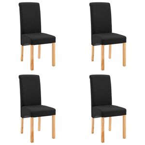 vidaXL Dining Chair Set of 4 Black Fabric and wood Standard Ergonomic