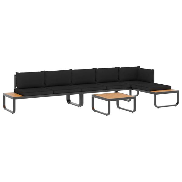 vidaXL Sofa Dark grey and brown Aluminum and WPC (wood-plastic composite)