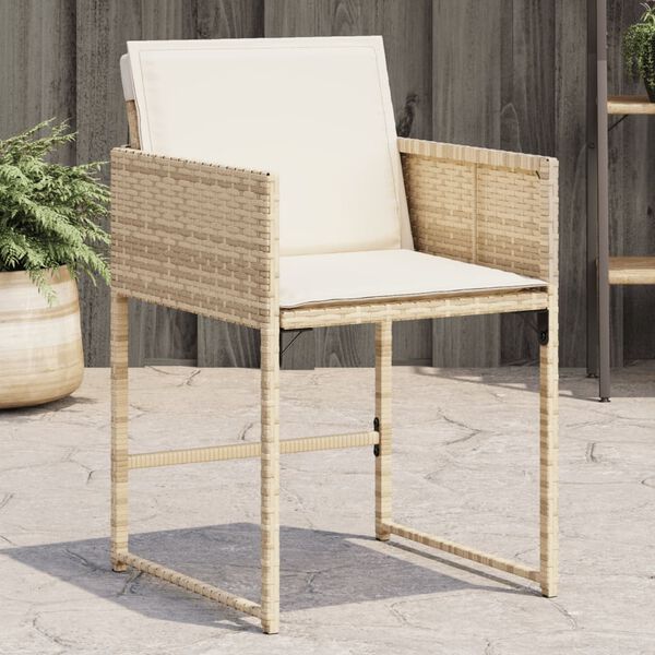 vidaXL Patio Chair Beige PE Rattan Standard Foldable Patio Chair