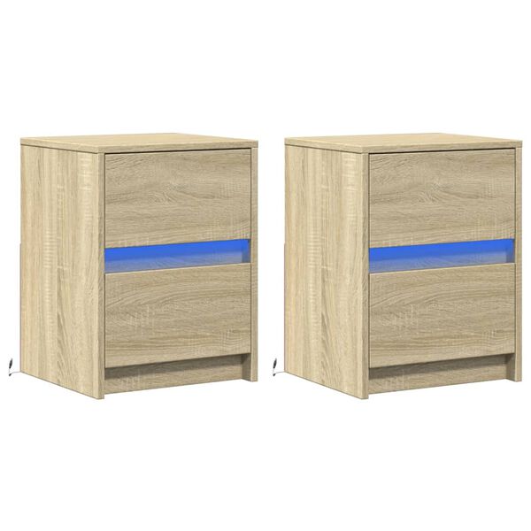 vidaXL Bedside Cabinet Set of 2 Sonoma oak Engineered wood Standard