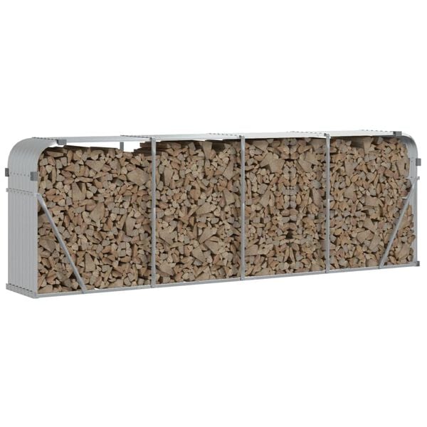 vidaXL Log Holder Silver 118.1"x17.7"x39.4" Galvanized Steel