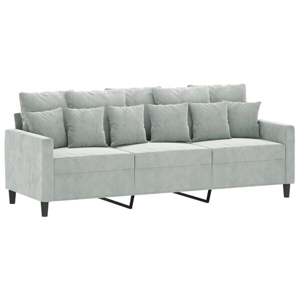 vidaXL 3-Seater Sofa Light Grey Velvet (100% polyester), metal, textilene