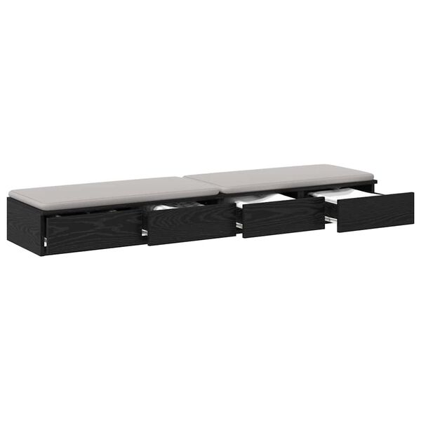 vidaXL Bed Drawers Black Oak 59.06 x 14.37 x 6.50 in Engineered Wood