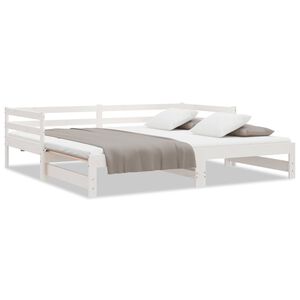 vidaXL Day Bed White Solid pine wood Full Expandable Day Bed