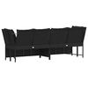 vidaXL Patio Sofa with Cushions Black Poly Rattan