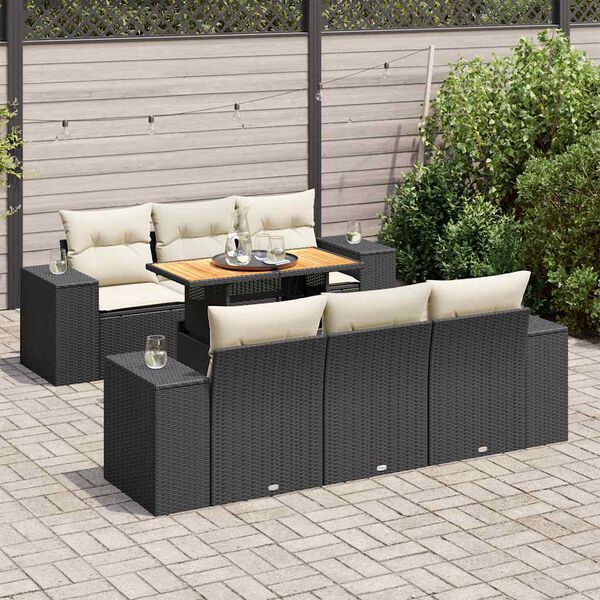 vidaXL Garden Sofa Set Black PE rattan Large Modular Garden Sofa Set