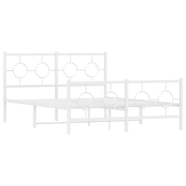 vidaXL Bed Frame White Powder-coated steel Full Bed Frame Rectangular