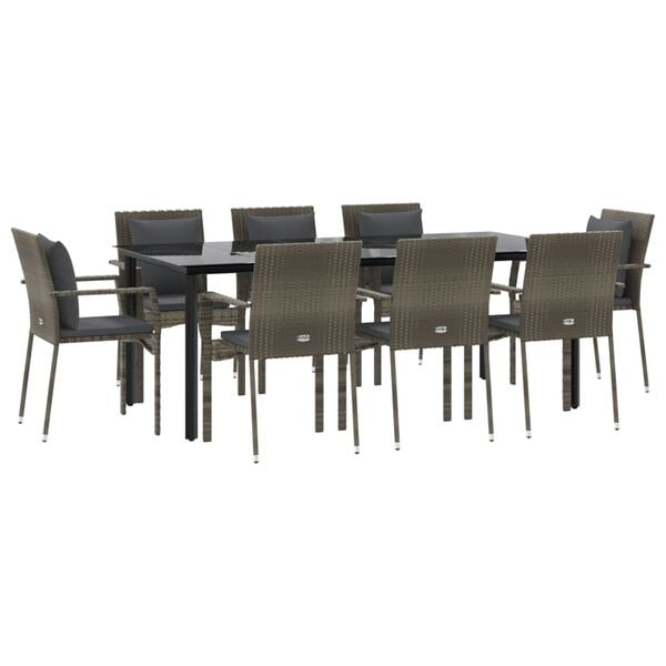 vidaXL Garden Dining Set Black and grey