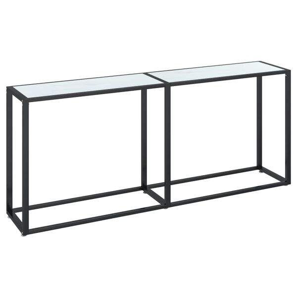 vidaXL Console Table White marble Tempered glass, powder-coated steel