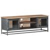 vidaXL TV Cabinet Grey Solid acacia wood, glass, steel Medium TV Cabinet