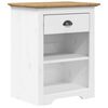 vidaXL Bedside Cabinet White, Brown Solid pine wood, engineered wood, metal