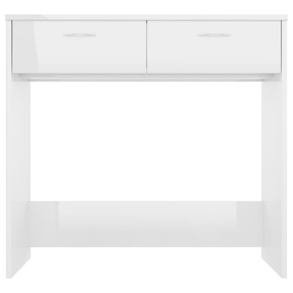 vidaXL Desk High gloss white Engineered wood Compact Sleek Desk