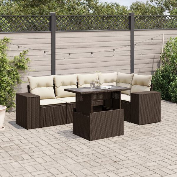 vidaXL Garden Sofa Set Brown, Cream White