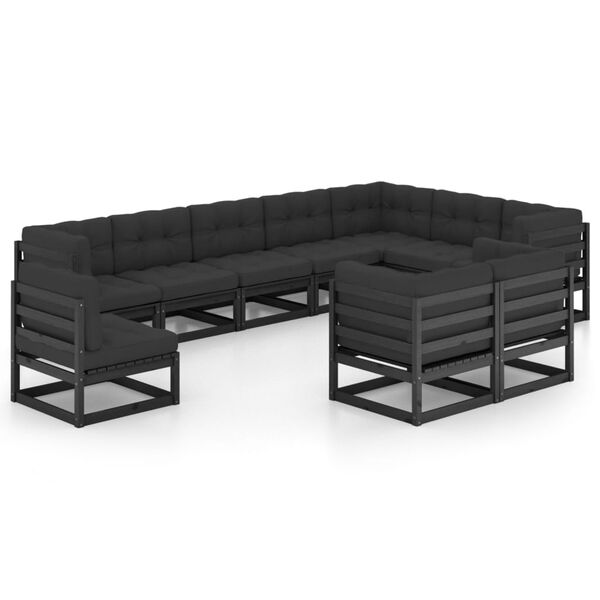 vidaXL Garden Lounge Set Black, Anthracite