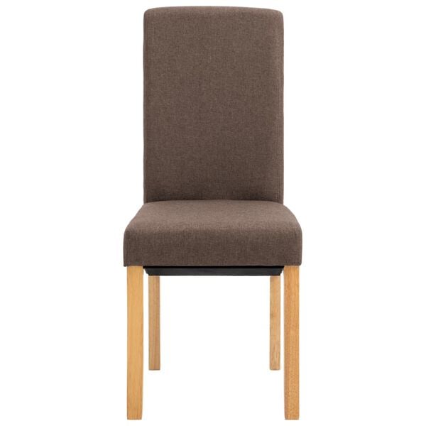 vidaXL Dining Chair Set of 4 Brown Fabric and wood Standard Ergonomic