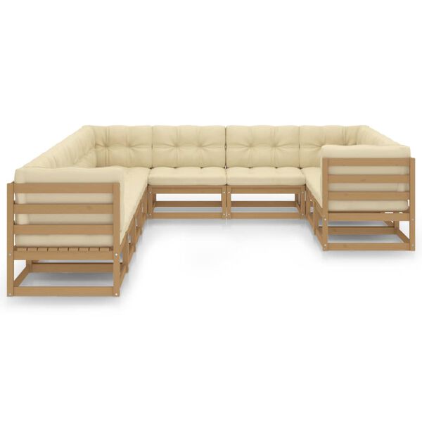 vidaXL Garden Lounge Set Honey brown, Cream Solid pine wood, 100% polyester