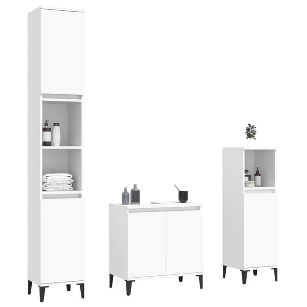 vidaXL Bathroom Furniture Set White Engineered wood, metal Medium