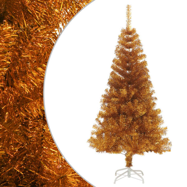 vidaXL Artificial Christmas Tree Gold PET 4 ft Durable