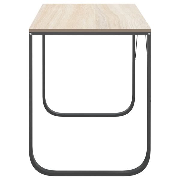 vidaXL Computer Desk Black and Oak Engineered Wood, Powder-Coated Metal