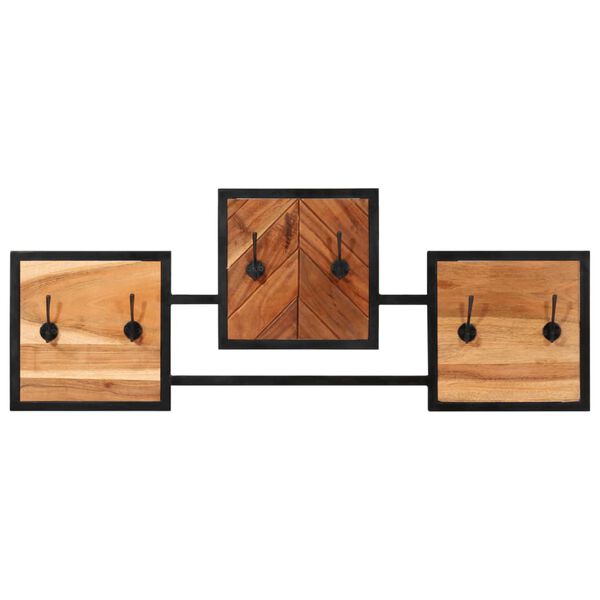 vidaXL Wall Coat Rack Natural wood and black
